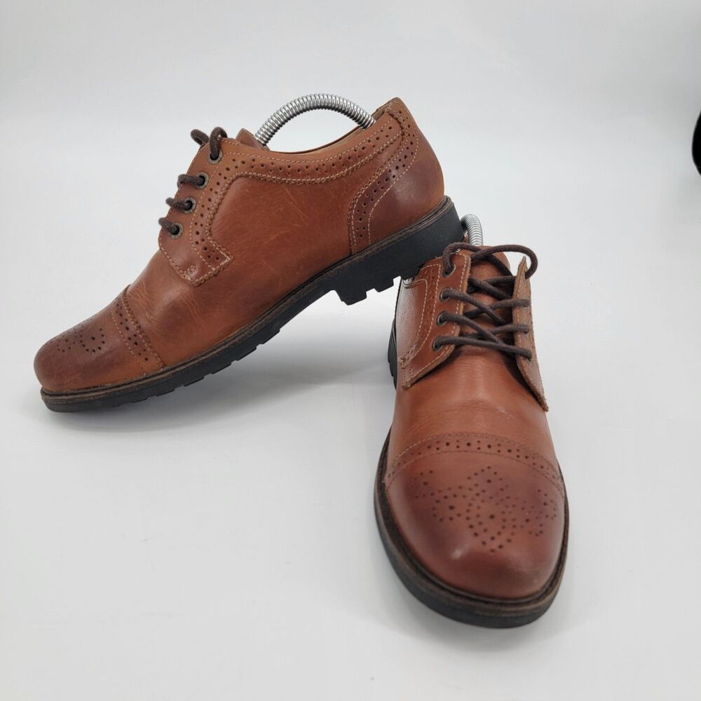 G.H. Bass Dan Waterproof Cap Toe Brogue Derby Shoes Brown Leather Mens 8W